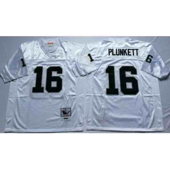 Mitchell And Ness Raiders #16 16 Jim Plunkett White Throwback Stitched NFL Jersey
